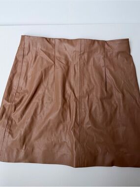 Shinestar Cognac Faux Leather Mini Skirt